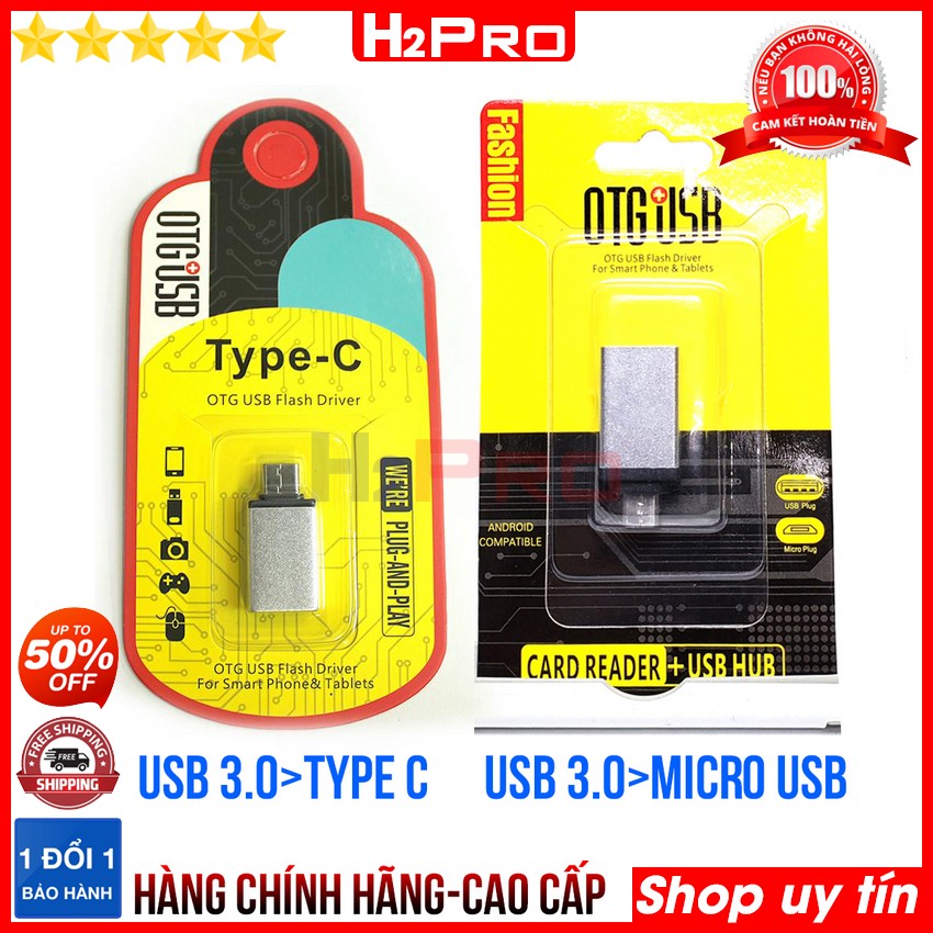 Đánh giá về Đầu chuyển đổi usb 3.0 sang Type C-Micro USB OTG H2Pro chính hãng (1 chiếc), đầu chuyển đổi usb 3.0 sang Type C-Micro USB cao cấp giá rẻ